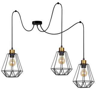 Lampa wisząca Primo P potrójna czarno-złota metalowa do salonu nad stół