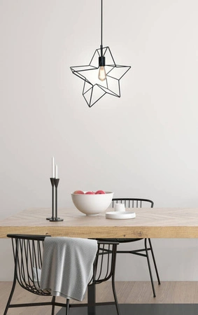 Lampa wisząca Gwiazdka metalowa druciana czarna 1 punkt światła E27 nad stół