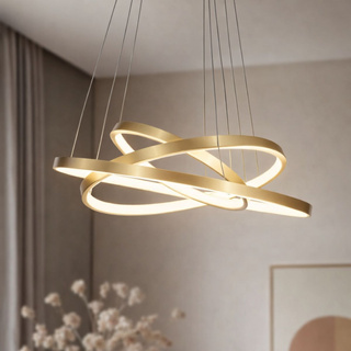 Lampa wisząca Lune złota LED 60W okrągła 50 cm nowoczesna