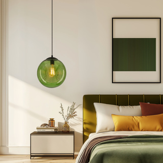 Lampa wisząca Club szklana kula zielona do salonu i jadalni 1xE27