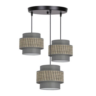 Lampa wisząca z abażurami Luccia beżowo‑grafitowa potrójna do salonu