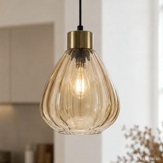 Lampa wisząca Monte z kloszem bursztynowa pojedyncza szklana E27