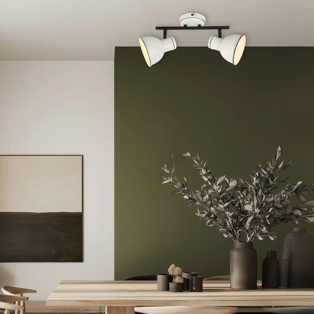Lampa sufitowa Zumba biało-czarna 2-punktowa regulowana metalowa E14