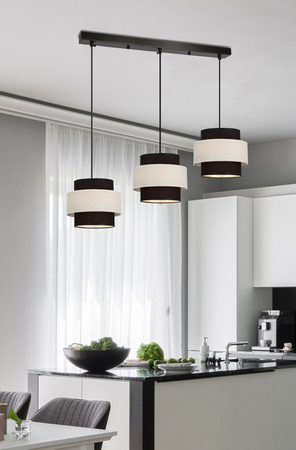 Lampa wisząca z abażurami Benta nowoczesna potrójna do jadalni nad stół czarna