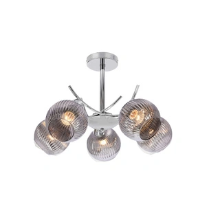 Lampa wisząca Vinoti kula szklany klosz grafitowy 5-punktowa do salonu E27