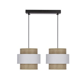 Lampa wisząca z abażurami Rattan biało‑kremowa podwójna nowoczesna nad stół
