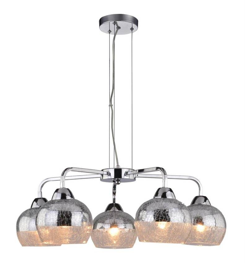 Lampa wisząca Cromina szklana srebrna 5-płomienna do salonu E27