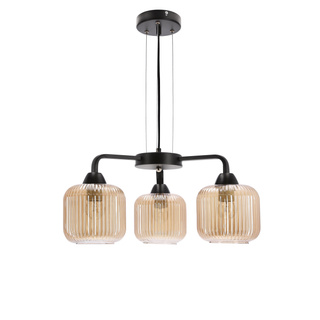 Lampa wisząca Campana potrójna szklane klosze bursztynowe do salonu E27