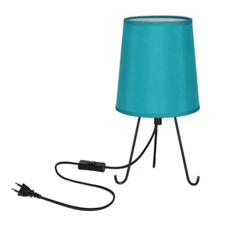 Lampka nocna Smally z abażurem lazurowym metalowa czarna E14