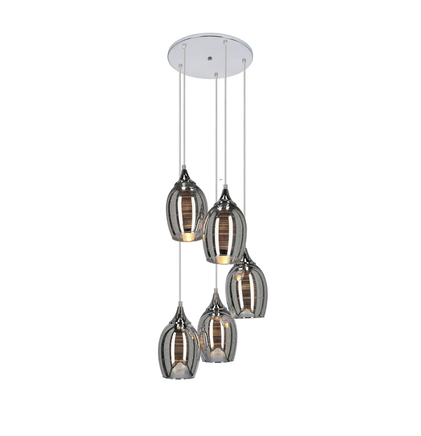 Lampa wisząca Marina szklana chromowa 5-punktowa do salonu E27 Candellux
