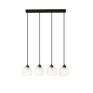 Lampa wisząca Valeria czarna czteropunktowa szklana z kloszem do salonu