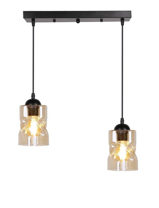 Lampa wisząca Felis podwójna szklana bursztynowa nad stół listwa E27