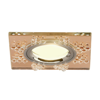 Oczko sufitowe kwadratowe kryształowe złote chrom GU10 do salonu dekoracyjne