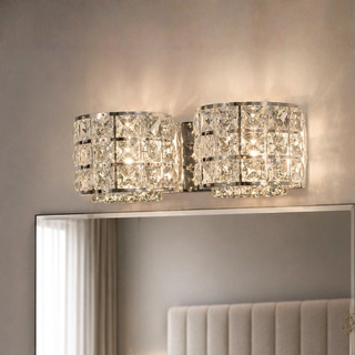 Kinkiet Saturn chromowy kryształowy podwójny do salonu 2xG9 Candellux