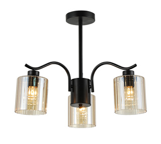 Lampa wisząca Visto potrójna z kloszami szklana czarna do salonu