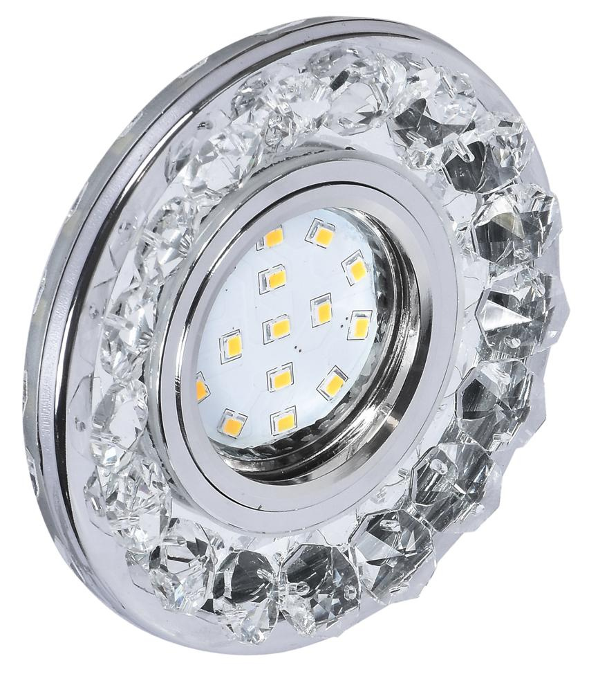 Oczko sufitowe okrągłe chrom kryształowe GU10 LED dekoracyjne do salonu