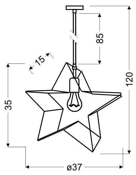 Lampa sufitowa wisząca GWIAZDKA - widok z boku
