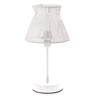 Lampka nocna Sigalea z białym abażurem organza do sypialni salonu E14