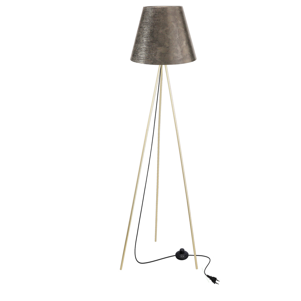 Lampa podłogowa PLATINO trójnóg z abażurem do salonu 1-punktowa E27