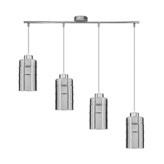 Lampa wisząca Metz potrójna szklana z kloszem dymionym lustrzanym srebrna
