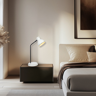 Lampka nocna Zumba biało-czarna metalowa nowoczesna E14