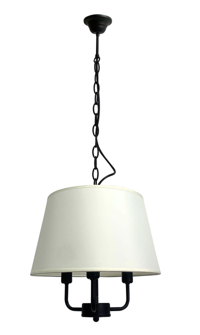 Pasteri lampa wisząca czarny matowy 3x40w e14 abażur beżowy 31-01351