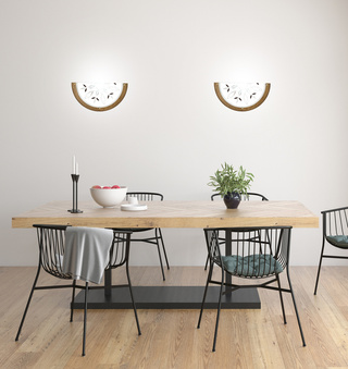 Plafon Rustica półokrągły ścienny drewniany dąb 30 cm biały IP20 E27