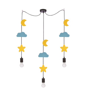 Lampa wisząca do pokoju dziecięcego Trio nocne niebo księżyc gwiazdki chmurki czarna E27