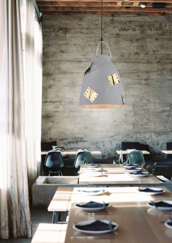 Lampa wisząca Patch metalowa szara 1 punkt światła do kuchni i jadalni