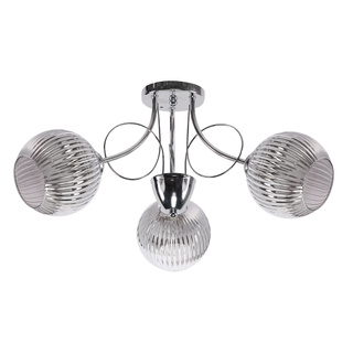 Lampa wisząca Mirox z kloszem potrójna metalowo-szklana srebrna E27