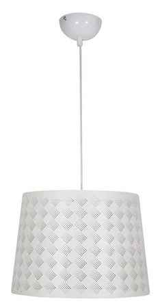 Lampa wisząca z abażurem Orlando biała nowoczesna pojedyncza do salonu