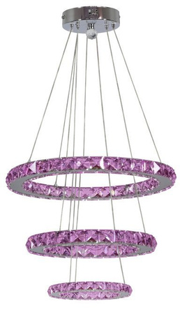 Lampa wisząca Lords kryształowa potrójna okręgi LED RGB z pilotem do salonu