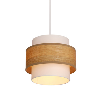 Lampa wisząca z abażurem Nuget biała z kremowym abażurem do jadalni
