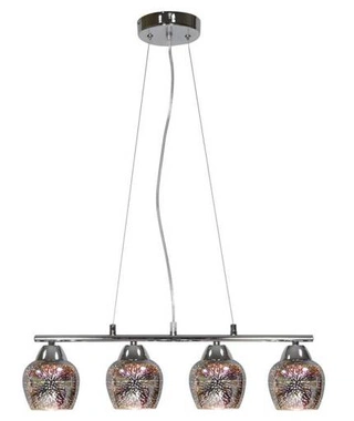 Lampa wisząca Sirius szklane klosze 3D chrom nad stół 4-płomienna regulowana