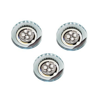 Oczko sufitowe okrągłe chrom szklane LED 230V komplet 3 sztuki do salonu