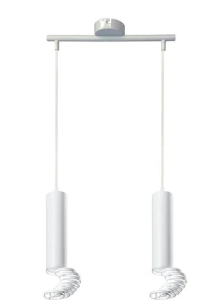 Lampa tuba wisząca biała podwójna metalowa 2xGU10