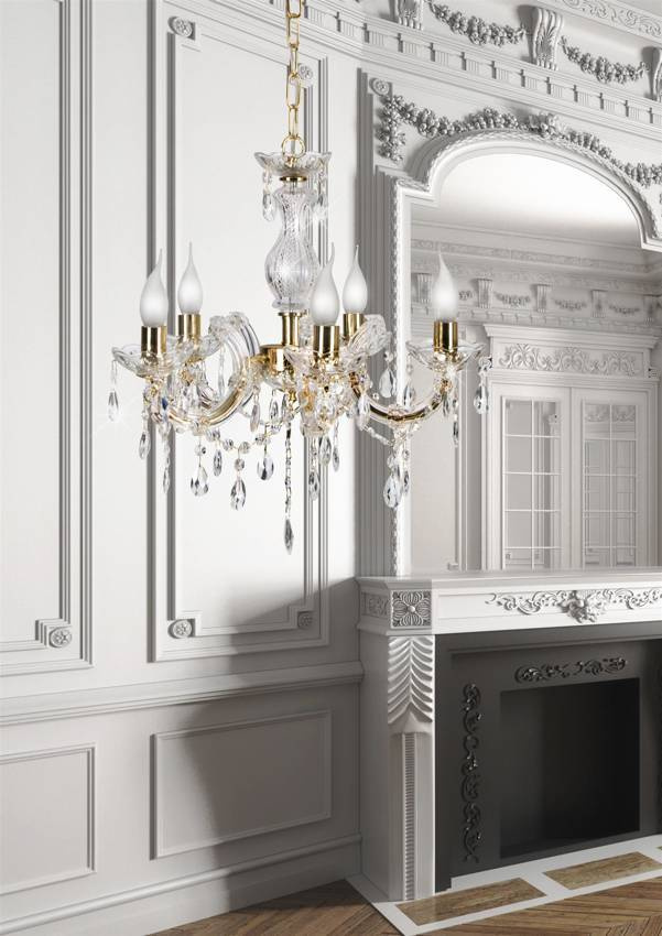 Lampa sufitowa wisząca złota kryształowa LED - Candellux