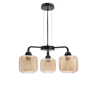 Lampa wisząca Campana potrójna szklane klosze bursztynowe do salonu E27