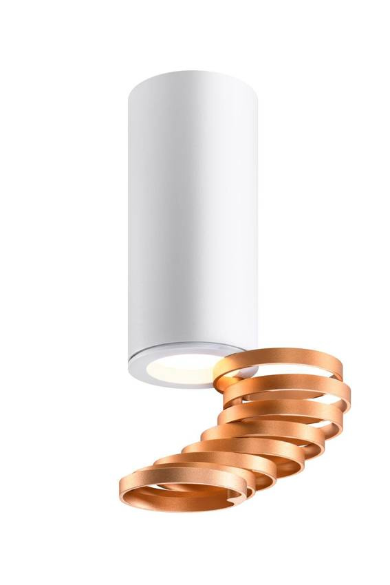 Lampa sufitowa tuba biało‐złota metalowa GU10 natynkowa Candellux