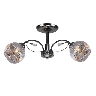 Lampa wisząca Cromat podwójna metalowo-szklana z kloszem czarna do salonu