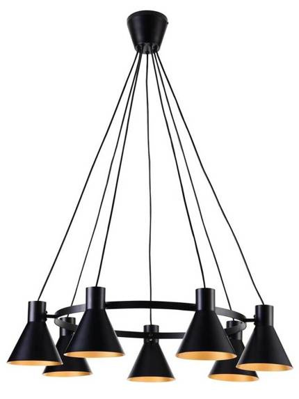 Lampa wisząca czarno-złota matowa sufitowa 7x40W More Candellux 37-71170