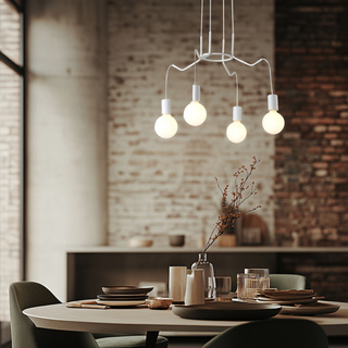 Lampa wisząca Basso biała matowa 4-punktowa do salonu metalowa E27