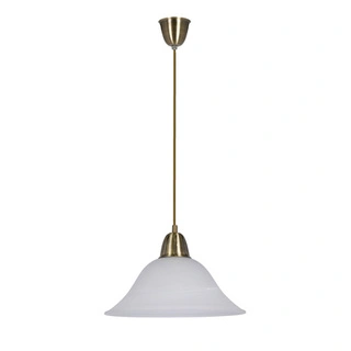 Lampa wisząca Rubi szklana pojedyncza do salonu patynowa klosz biały E27