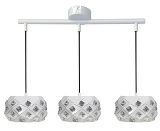 Lampa wisząca Delphi potrójna na belce biała do salonu i jadalni