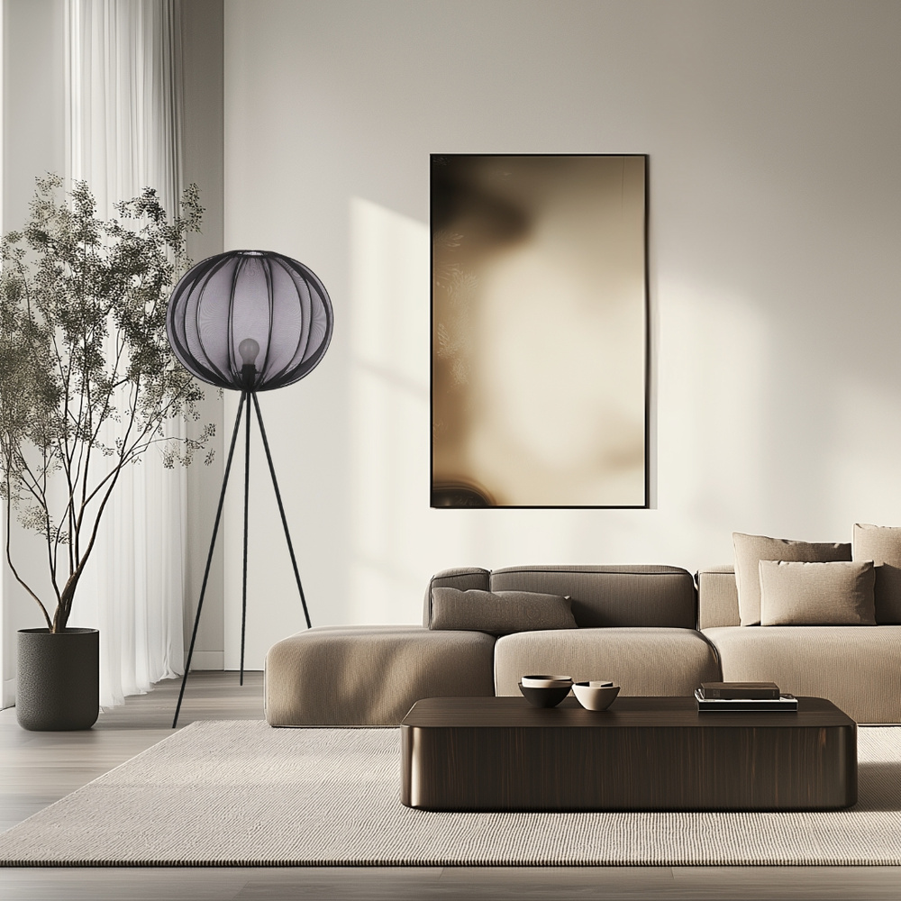 Lampa podłogowa Mellow trójnóg z abażurem do salonu 1-punktowa E27