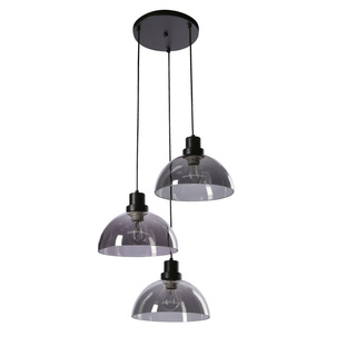 Lampa wisząca Barca potrójna z kloszem szara do salonu E27