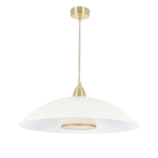 Lampa wisząca Duetto szklana do salonu satynowy złoty klosz biały 1xE27