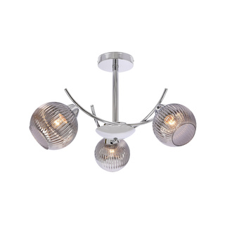 Lampa wisząca Vinoti szklane klosze grafitowe potrójna do salonu E27