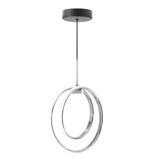 Lampa wisząca Croma pojedyncza metalowa srebrna z osłonką białą LED