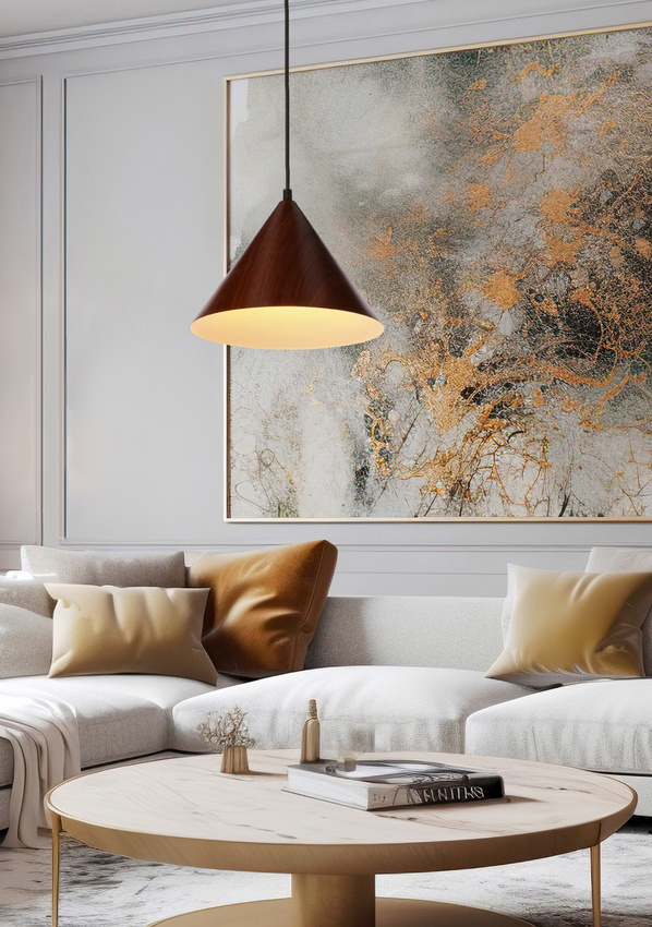 DUNCA LAMPA WISZĄCA 25CM E27 KLOSZ CIEMNY ORZECHOWY